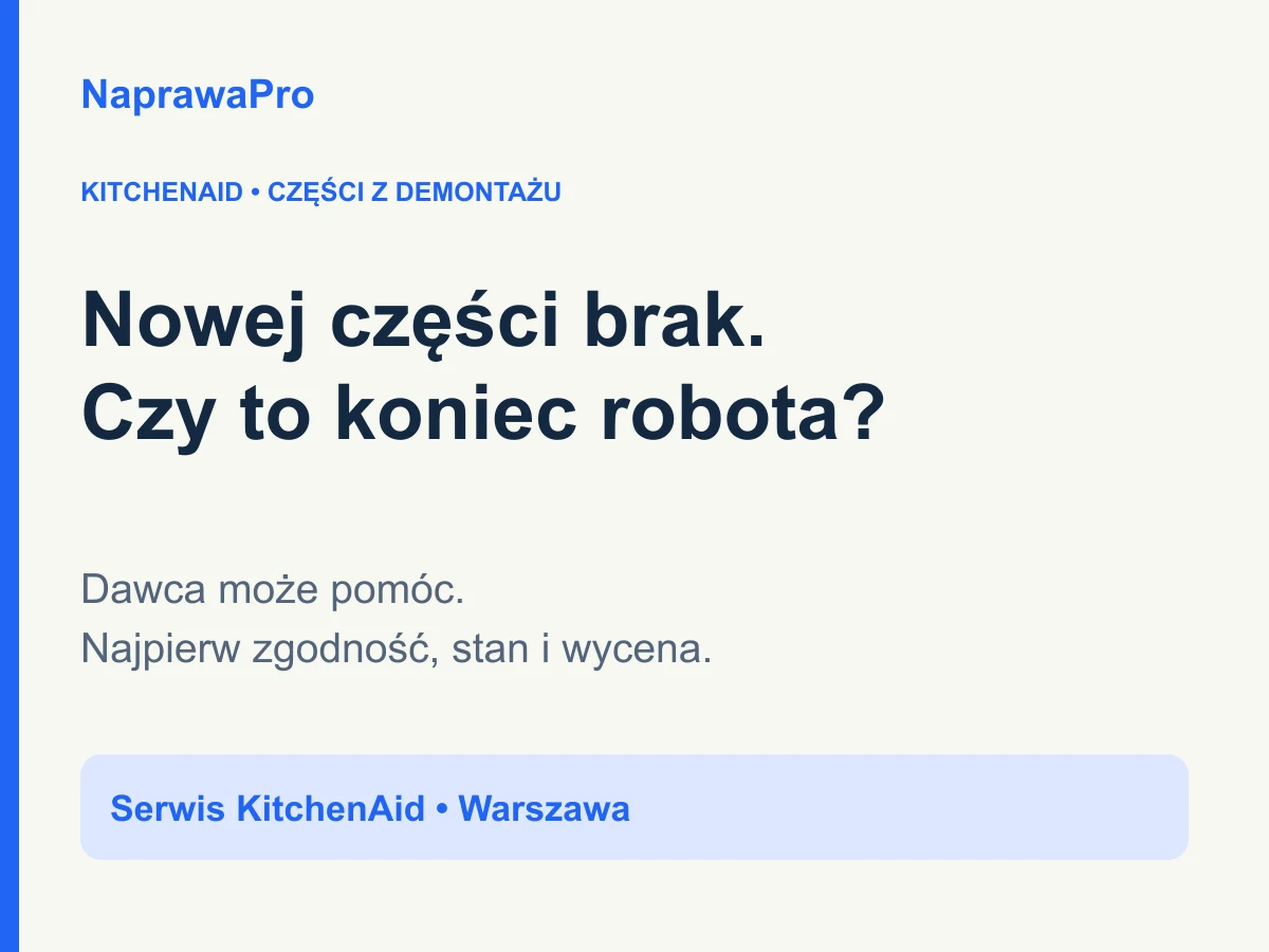 Ilustracja informacyjna o częściach z demontażu KitchenAid